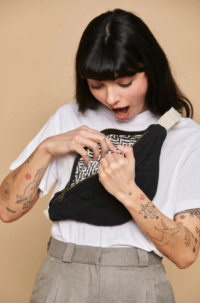 Sac banane matelassé Olivia Noir