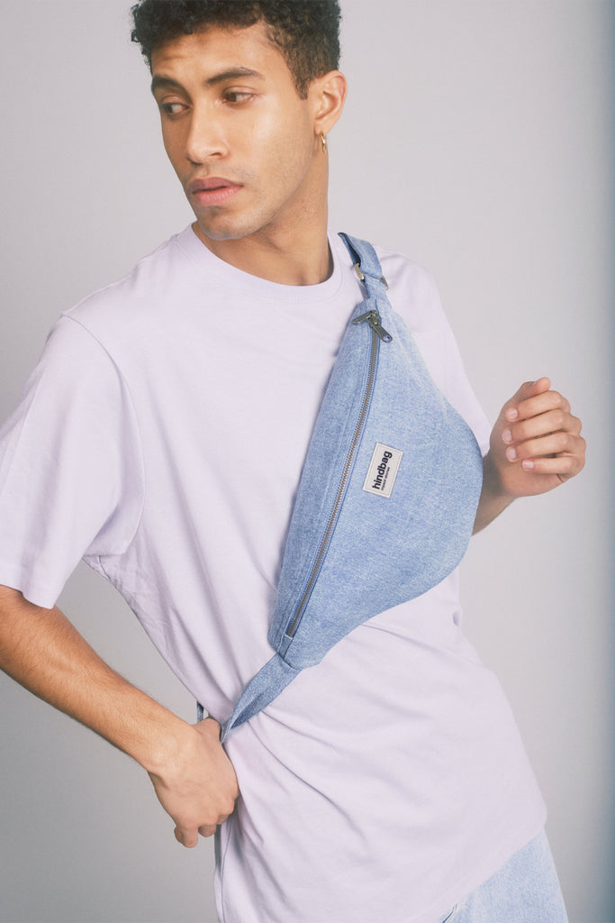 Sac banane L Sasha Denim Bleu