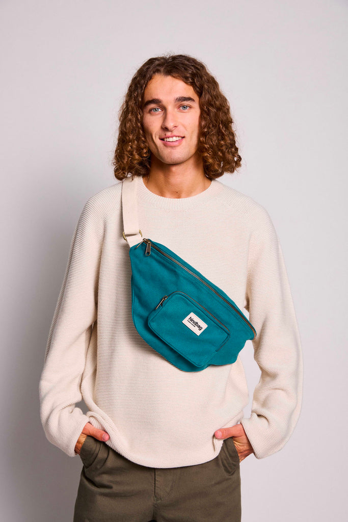 Sac banane XL Sofia Bleu paon