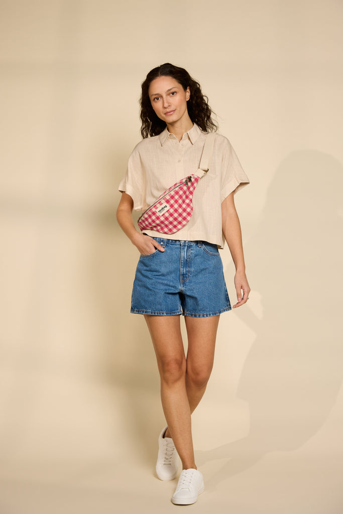 Sac banane Olivia Vichy rose