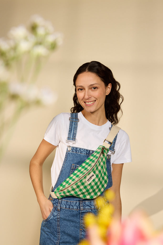 Sac banane Olivia Vichy vert