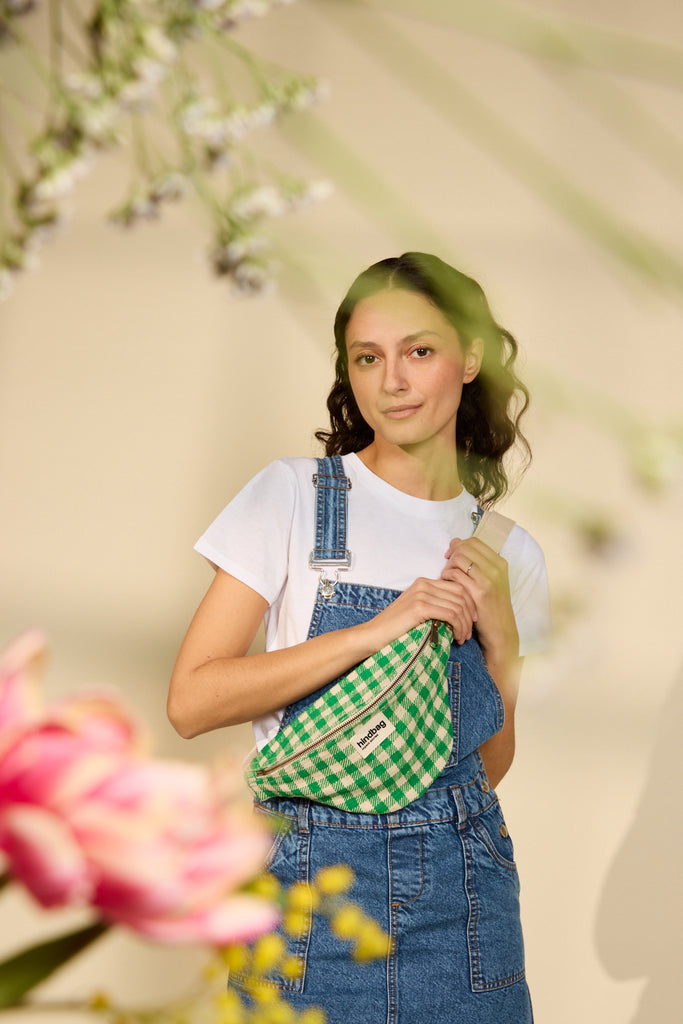 Sac banane Olivia Vichy vert