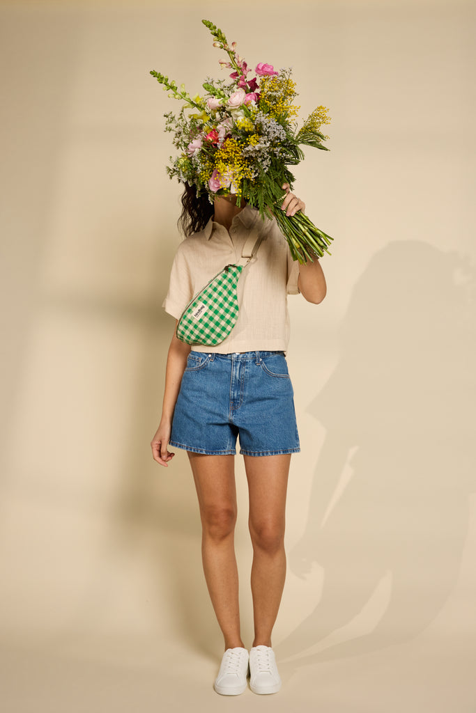 Sac banane Olivia Vichy vert