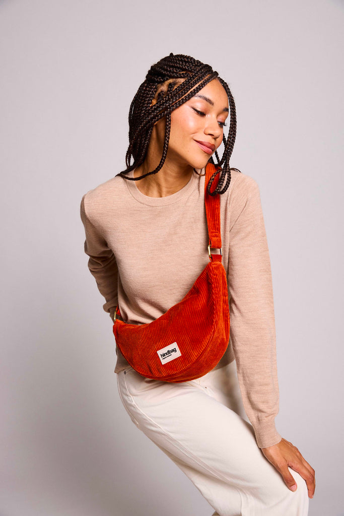 Sac banane Andrea Velours Brique