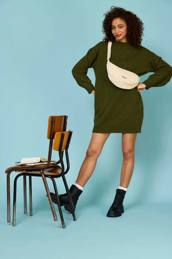 Sac banane Andrea Velours Beige