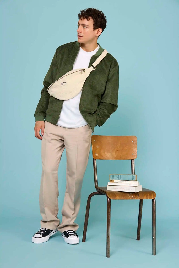 Sac banane L Sasha Velours Beige