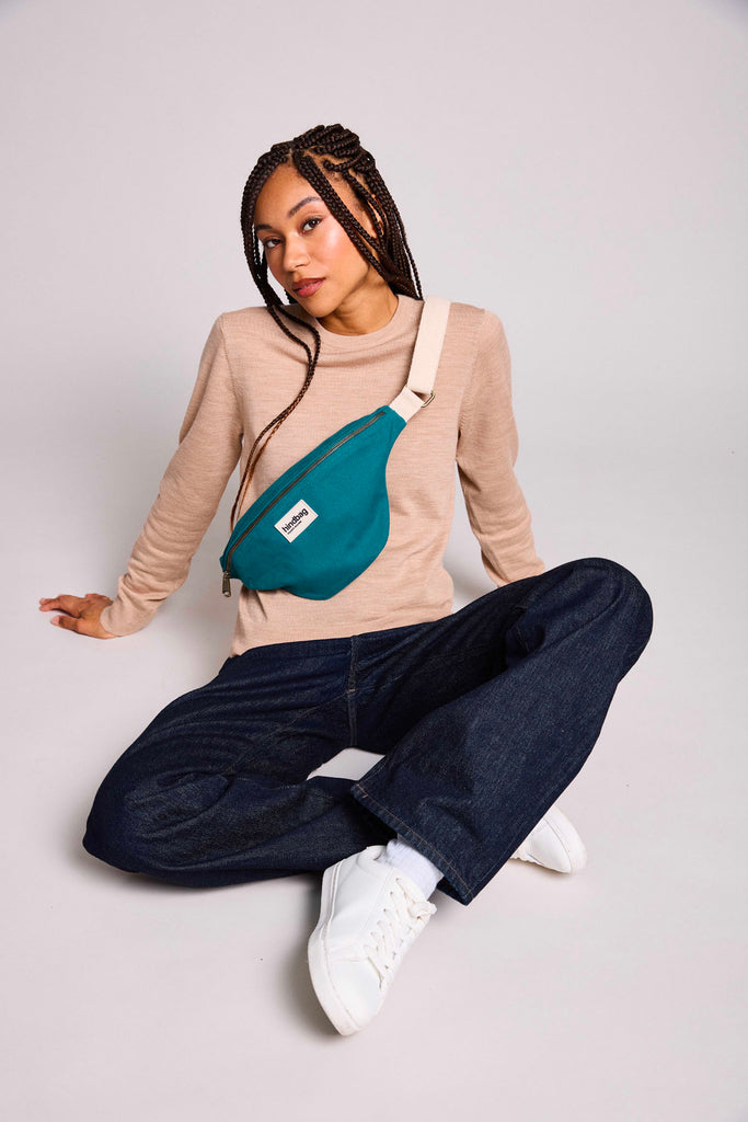 Sac banane Olivia Bleu paon