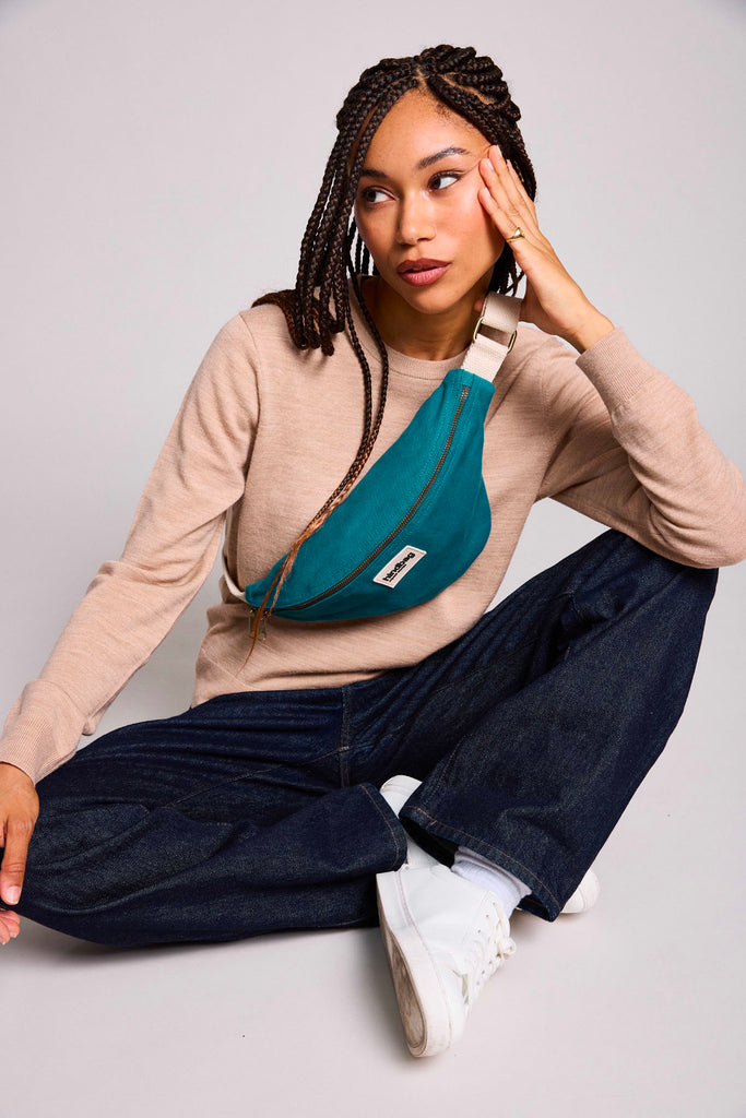 Sac banane Olivia Bleu paon