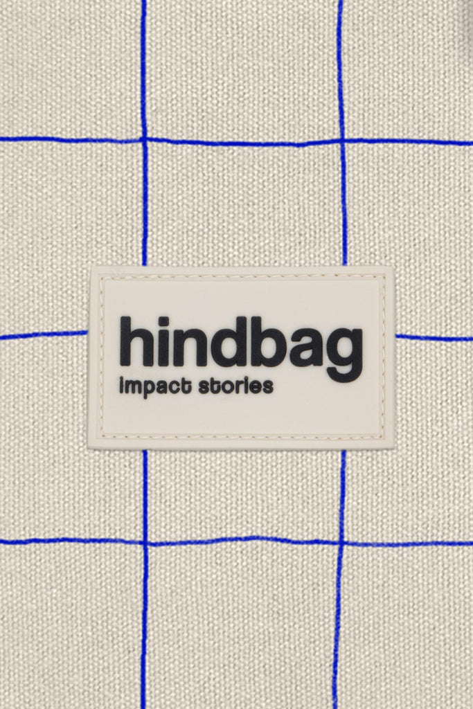 Sac banane Olivia Carreaux écru/bleu