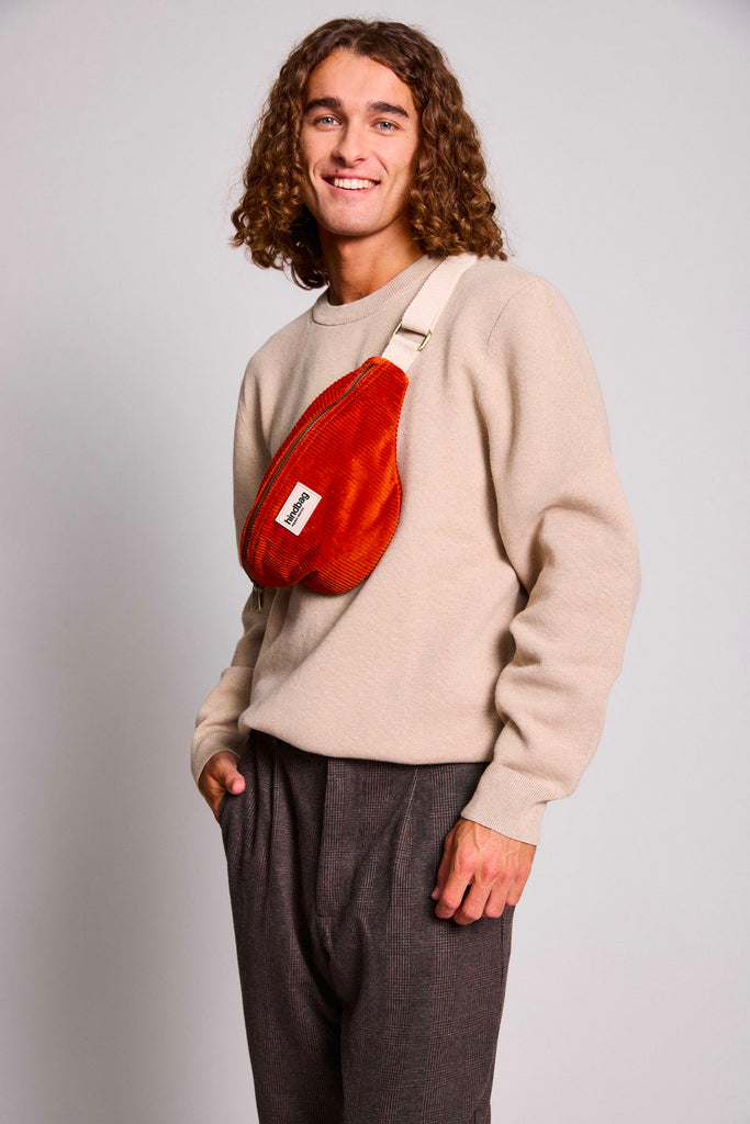 Sac banane Olivia Velours Brique