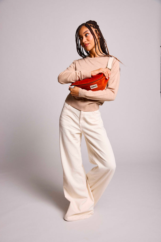 Sac banane Olivia Velours Brique