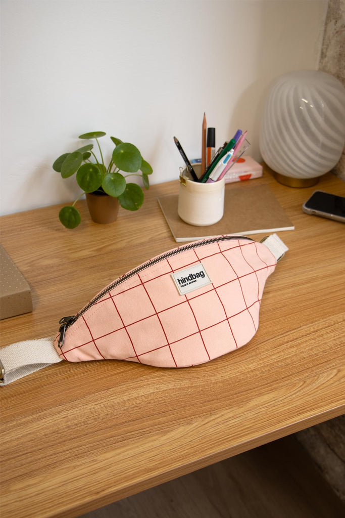 Sac banane Olivia Carreaux rose/rouge