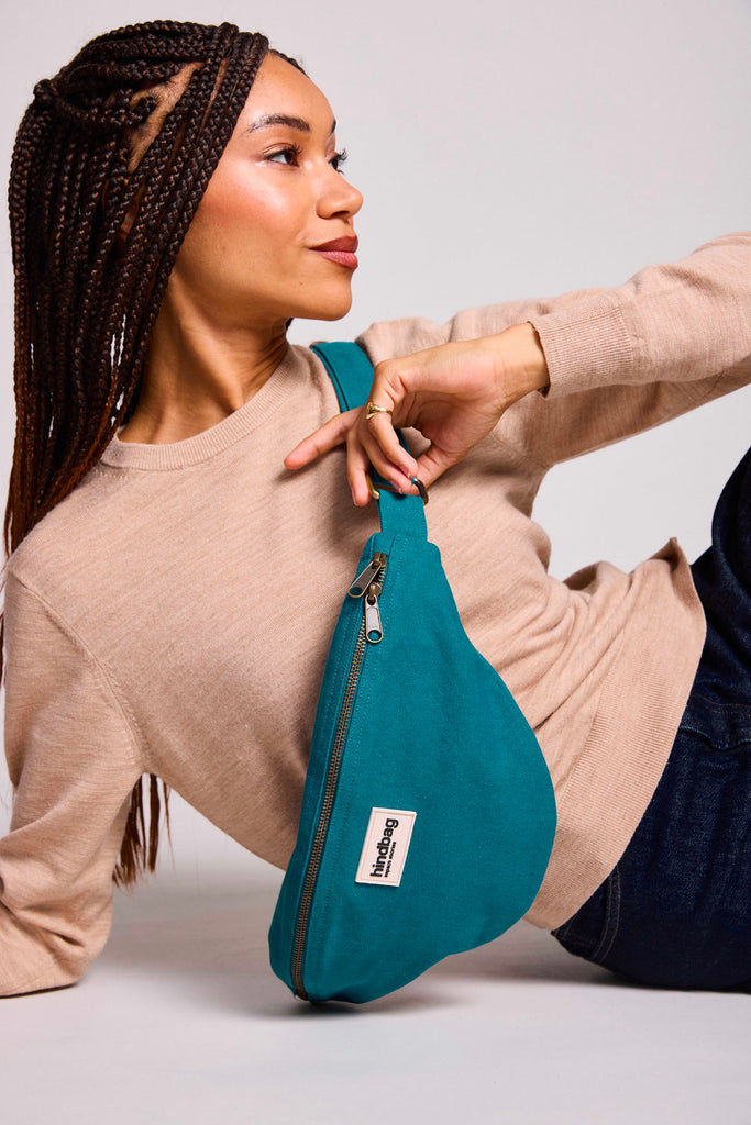 Sac banane L Sasha Bleu paon