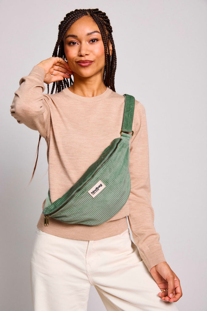 Sac banane L Sasha Velours Vert d'eau