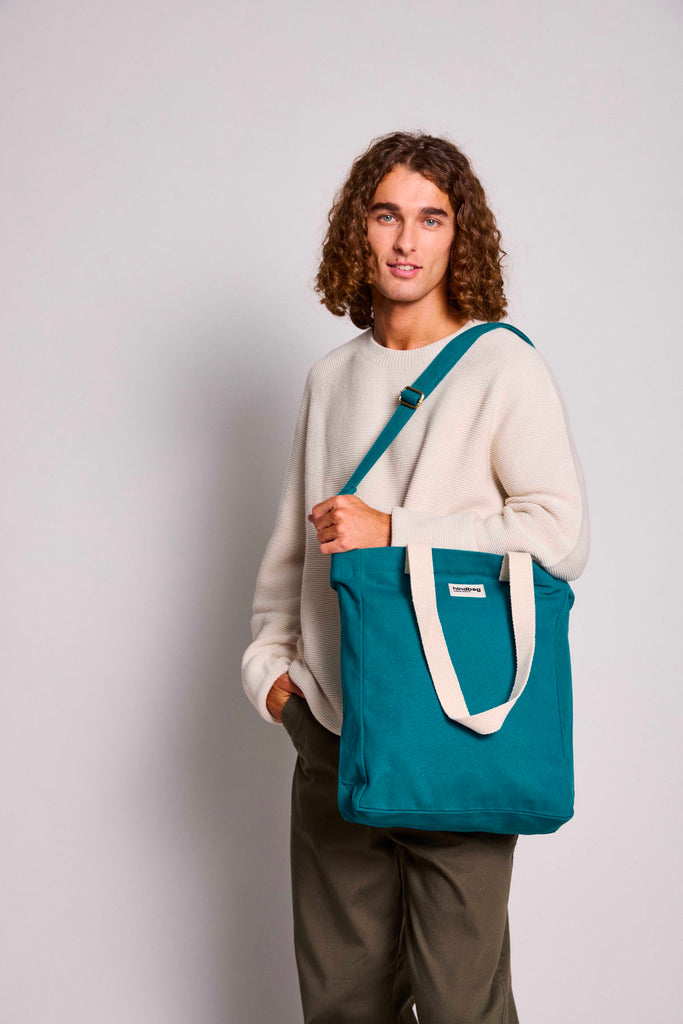 Cabas vertical Paul Bleu paon