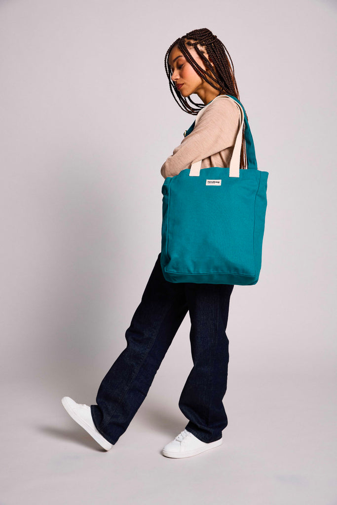 Cabas vertical Paul Bleu paon