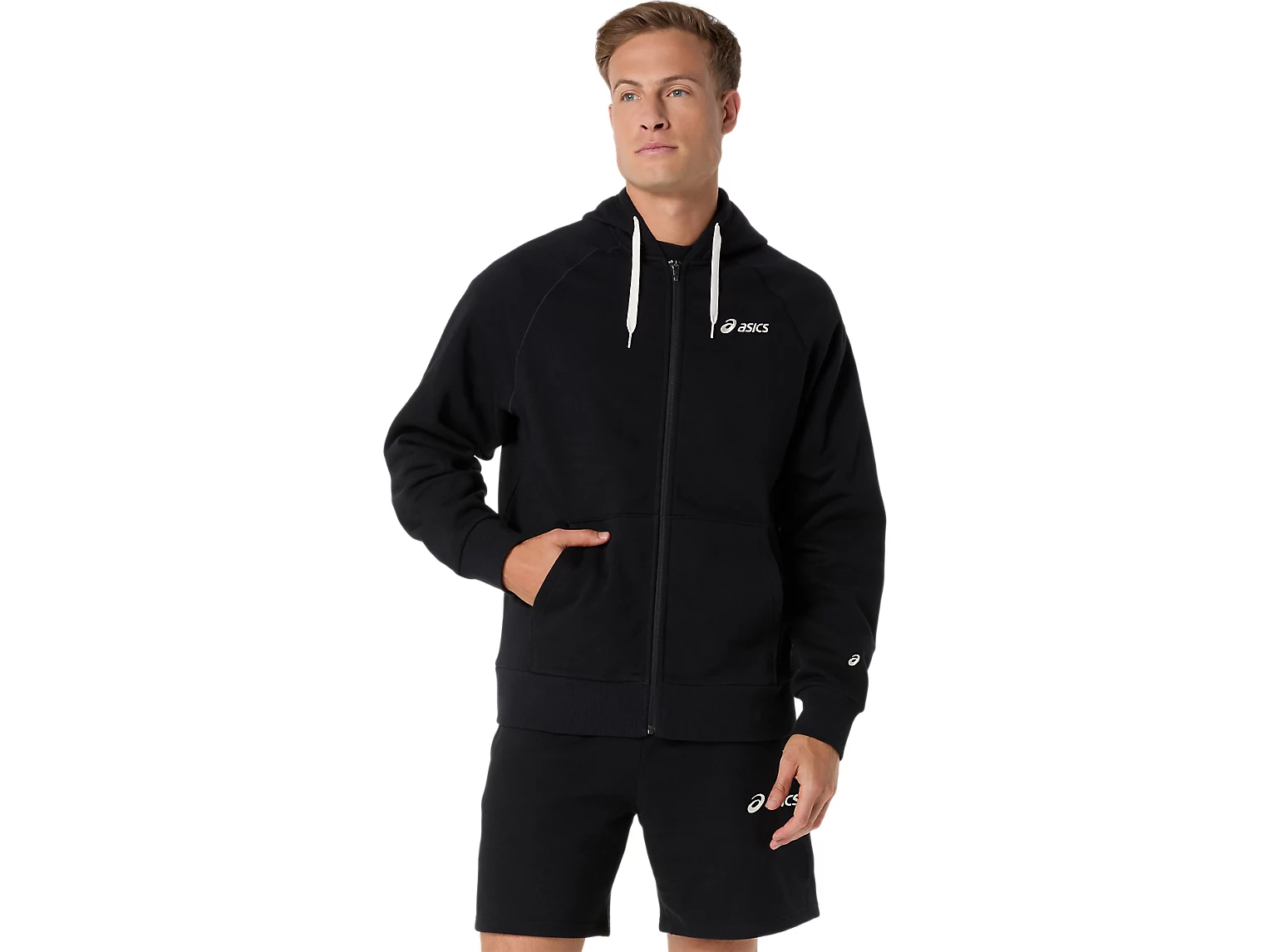 ASICS LOGO FLEECE FULL ZIP HOODIE - Homme