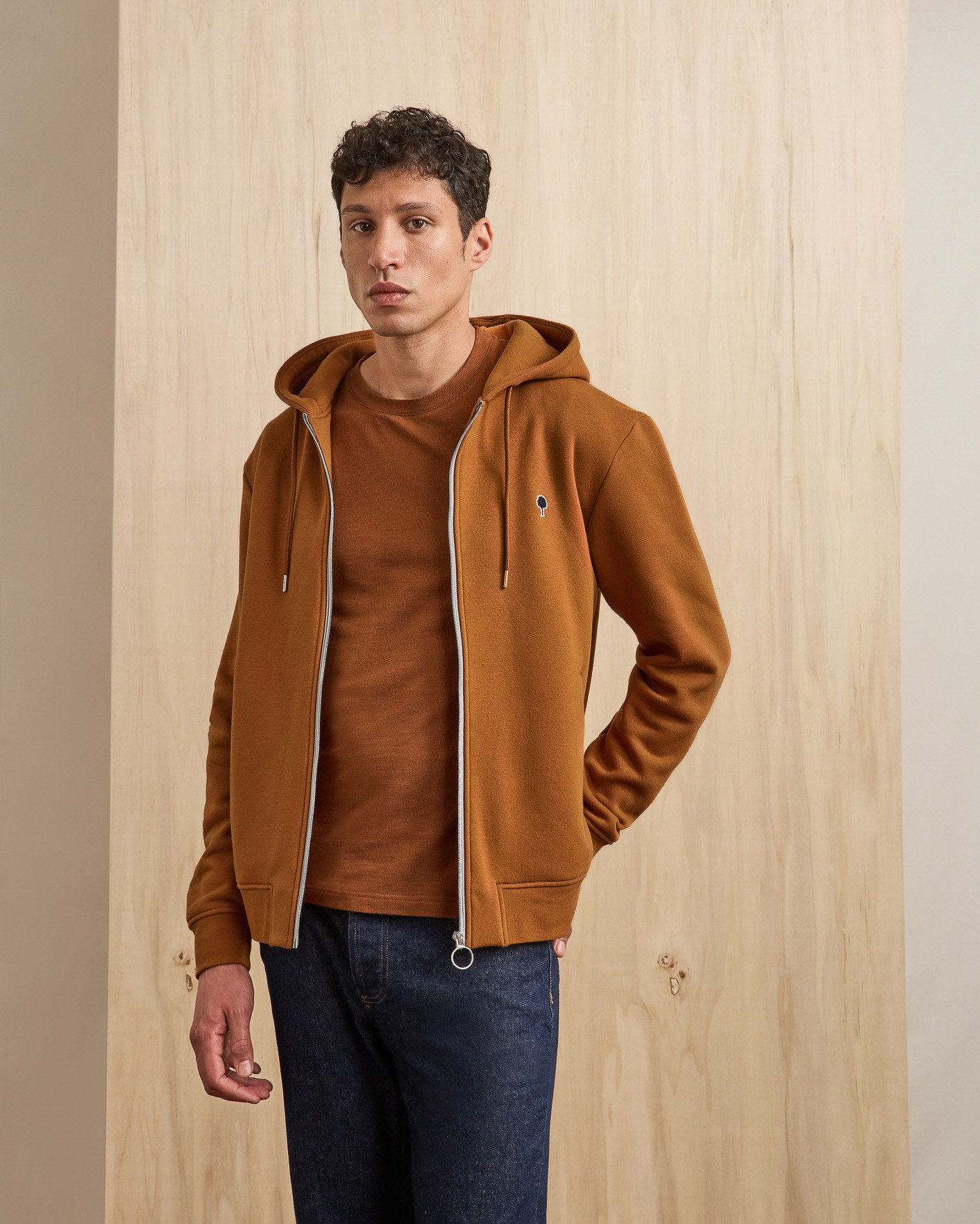 Sweat zippé rouille coton - MESNIL