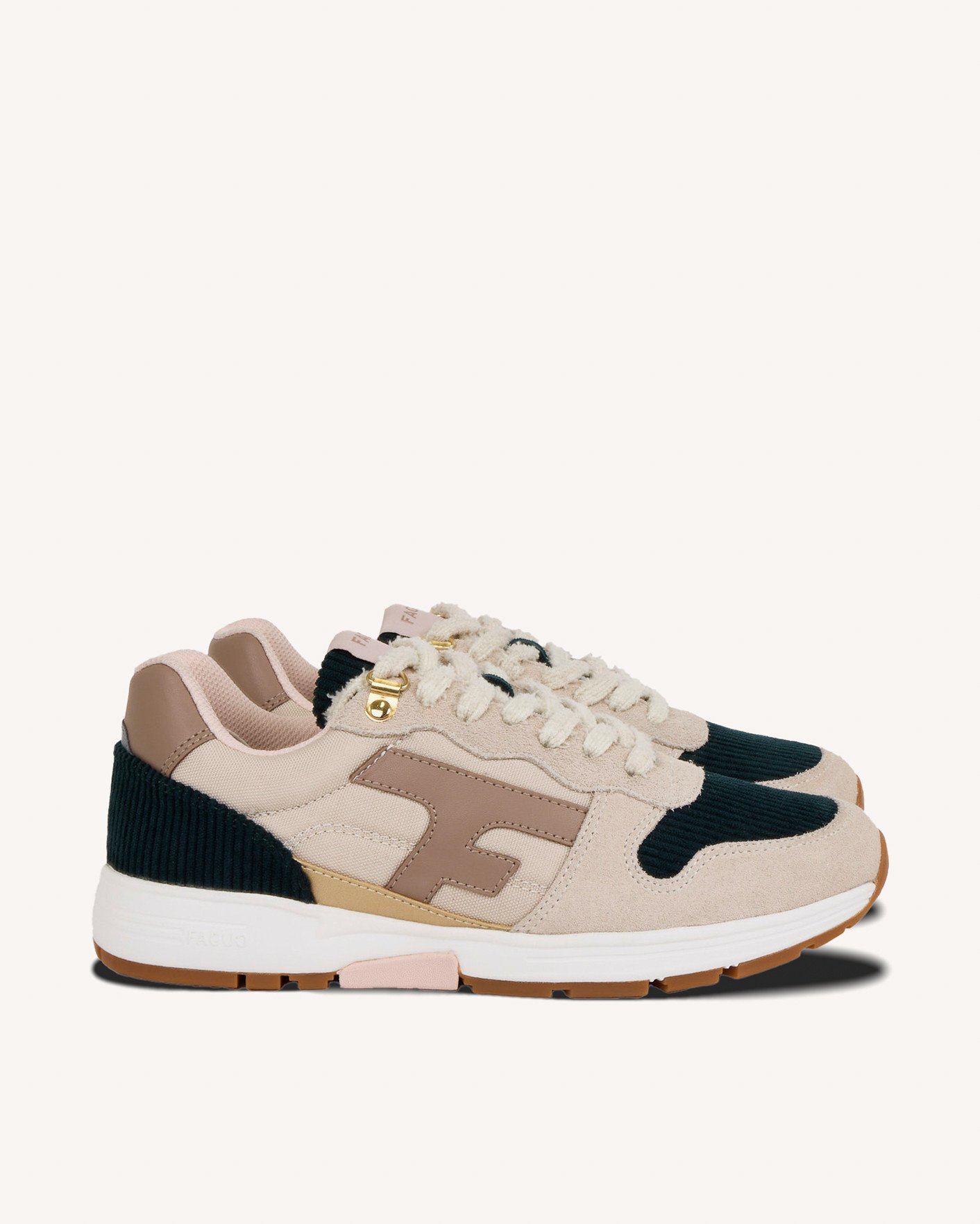 Baskets écru & vert émeraude - OLIVE