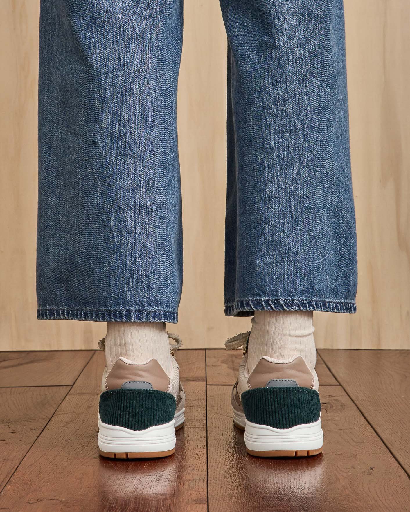 Baskets écru & vert émeraude - OLIVE