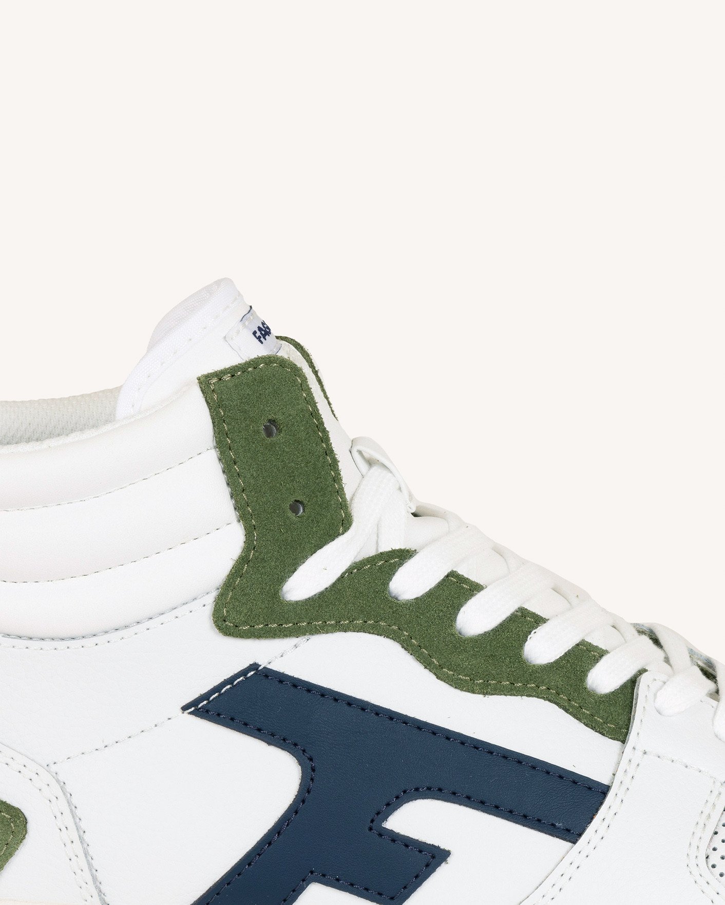 Baskets montantes blanches & kaki cuir - HAZEL MID