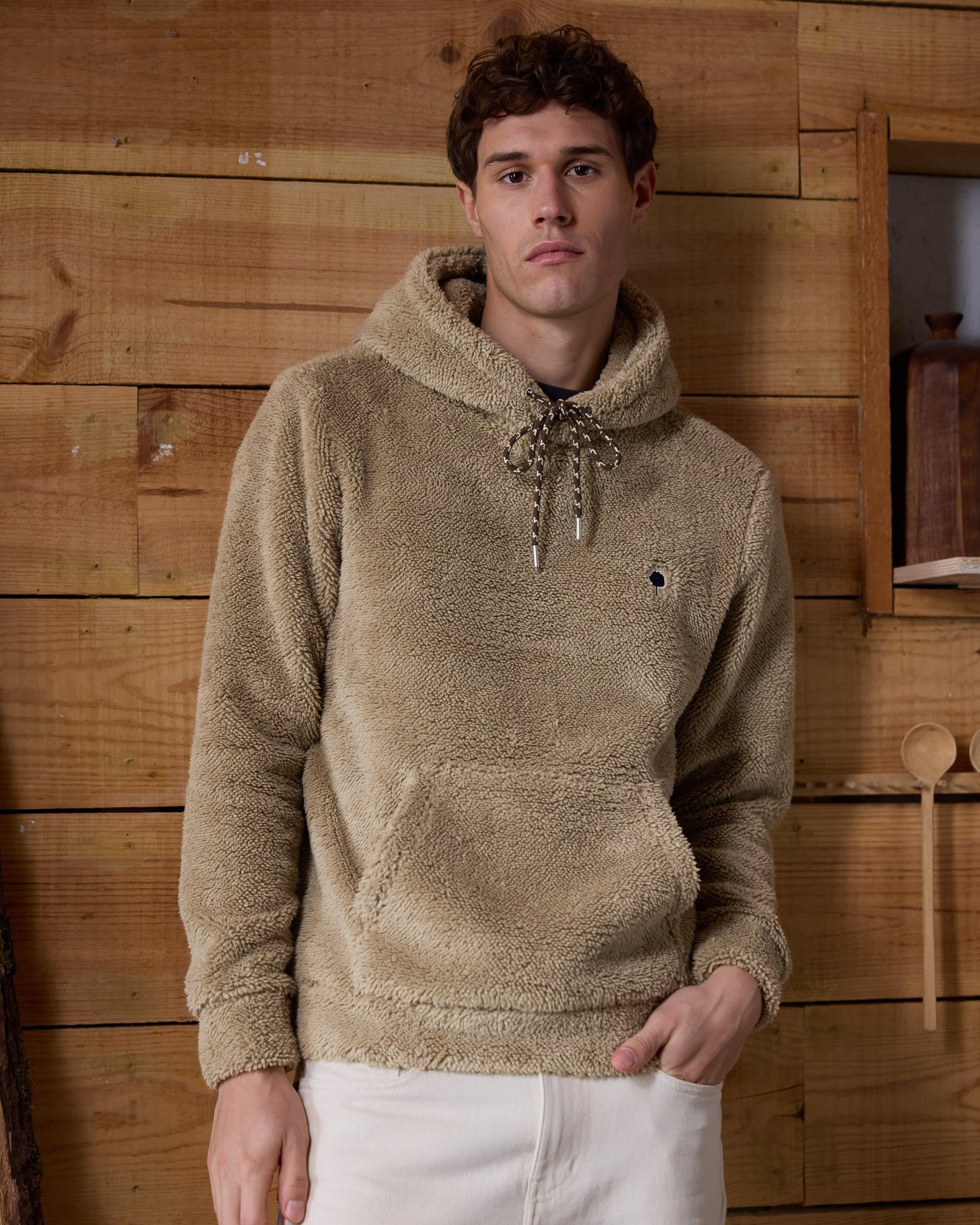 Sweat à capuche beige sherpa - DIRAC