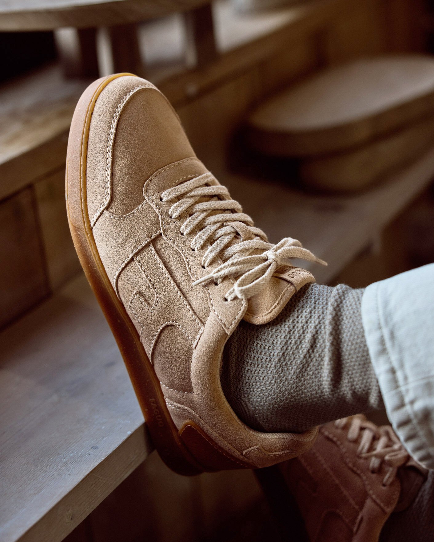 Baskets beige clair cuir & suède - HAZEL