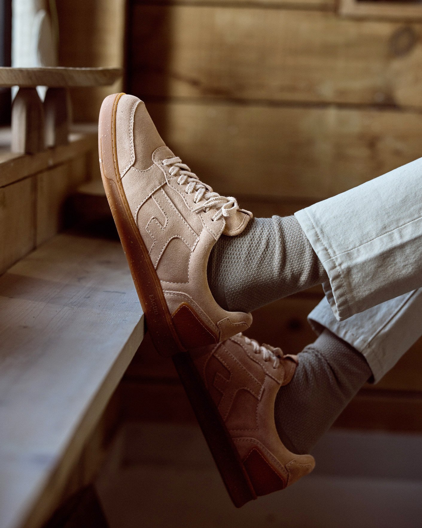 Baskets beige clair cuir & suède - HAZEL