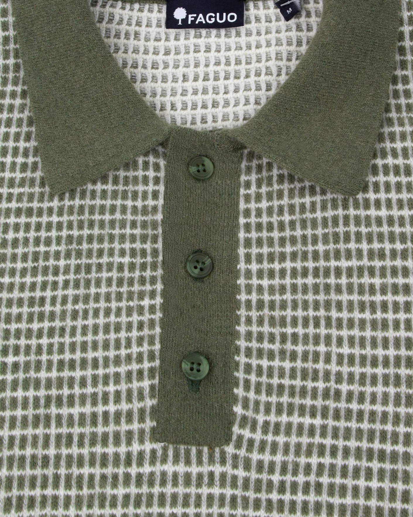 Polo vert foncé & écru laine - AUNLAY