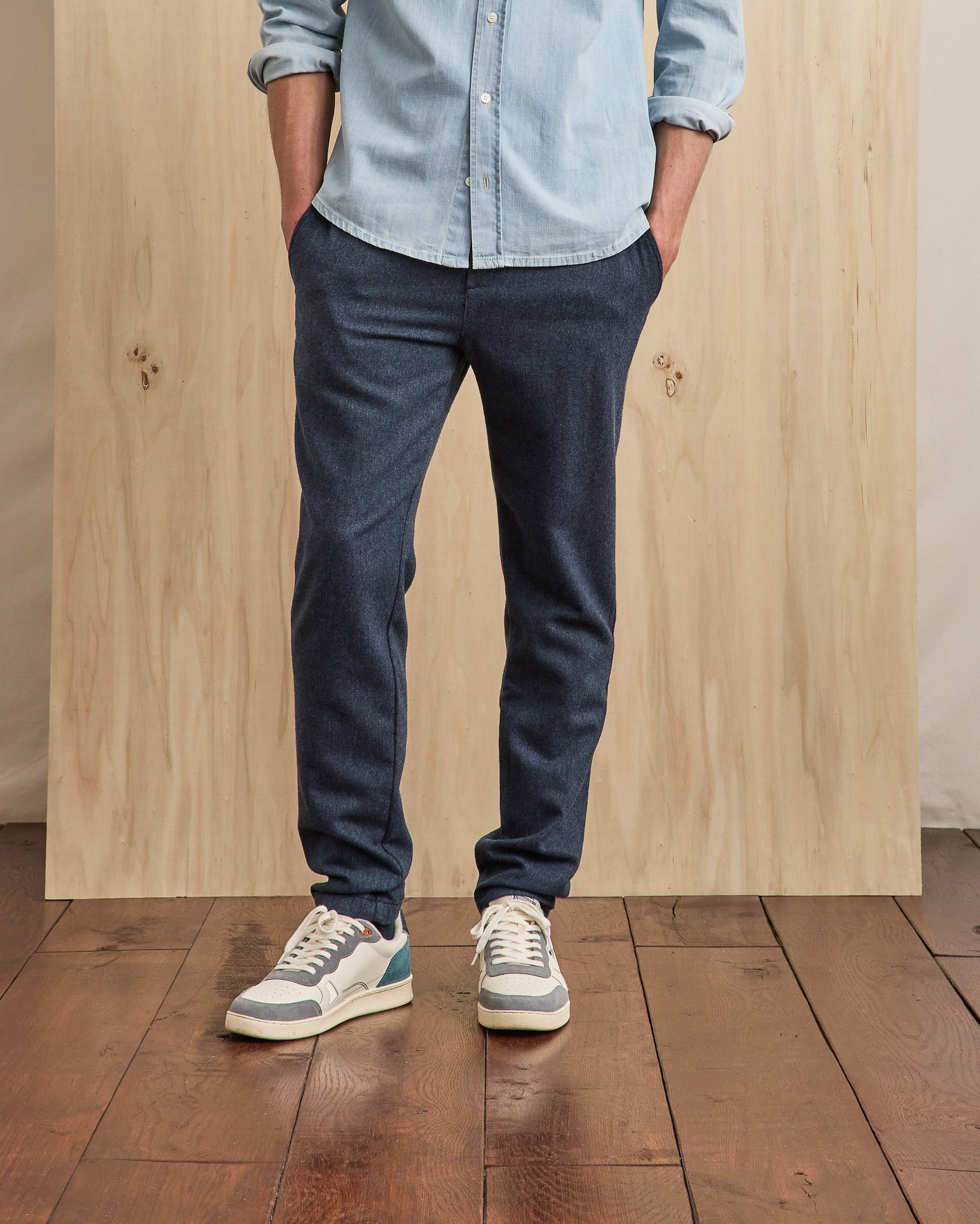 Pantalon coton marine grisé - DREUILLE