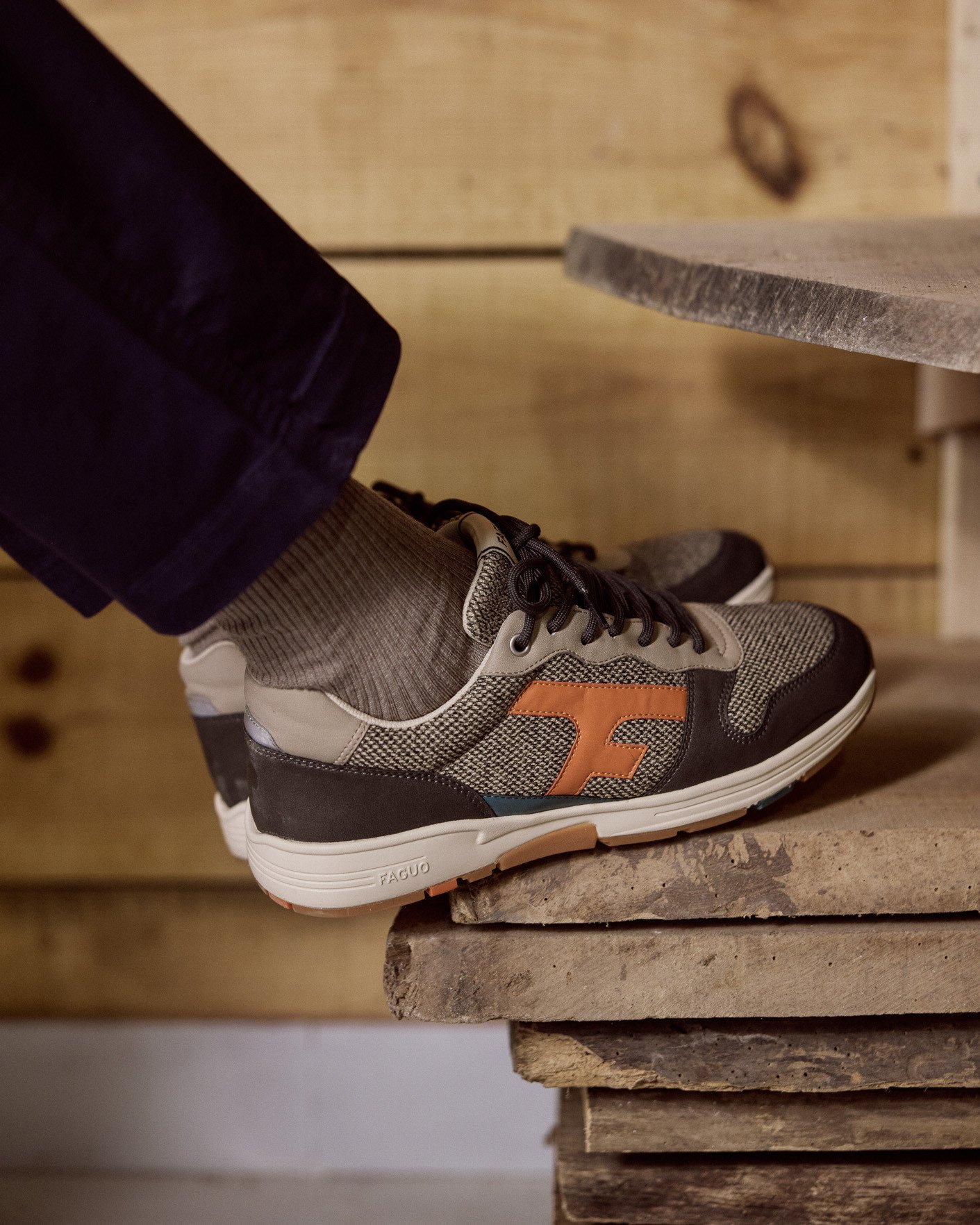 Baskets écru & vert clair - OLIVE