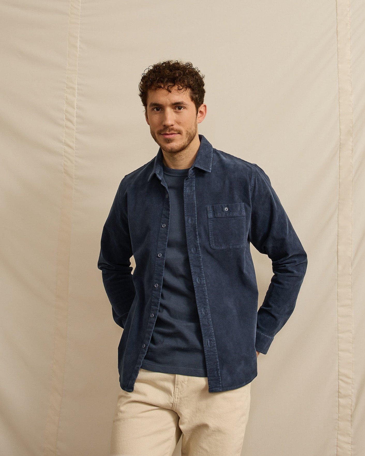 Chemise en velours bleu marine - ONCA