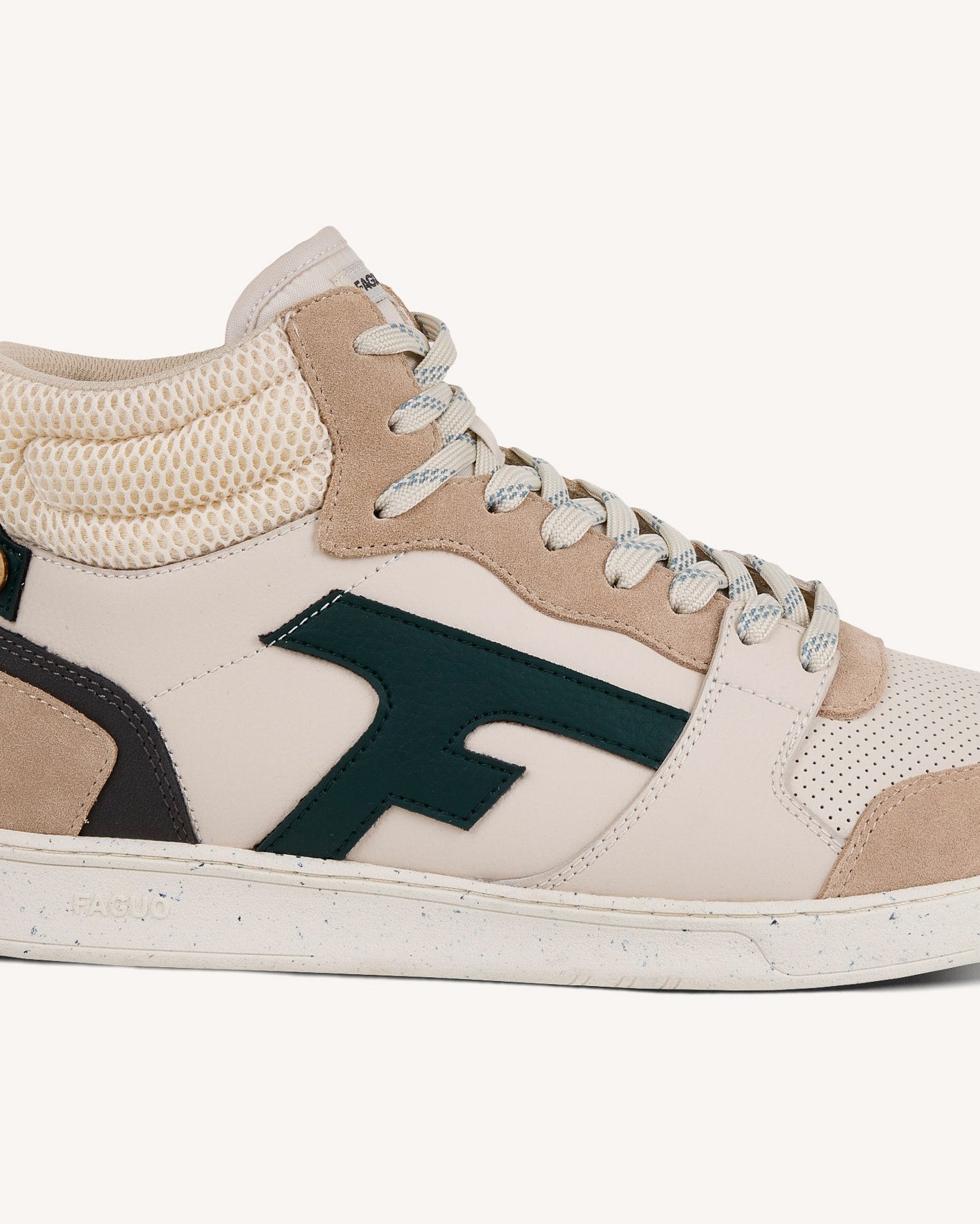 Baskets montantes crème & vert clair cuir - HAZEL MID