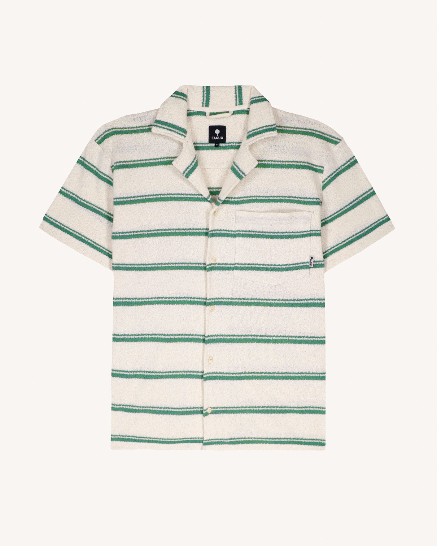 Chemise manches courtes écrue & verte coton - PAIOLIVE