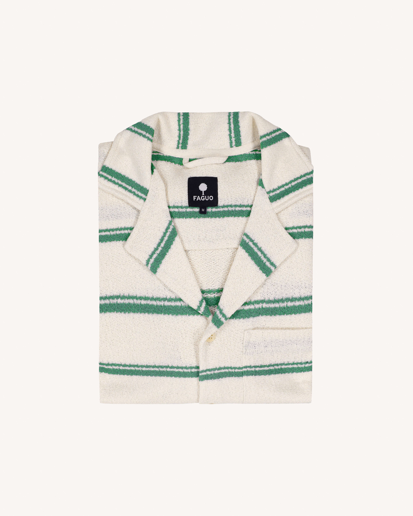 Chemise manches courtes écrue & verte coton - PAIOLIVE