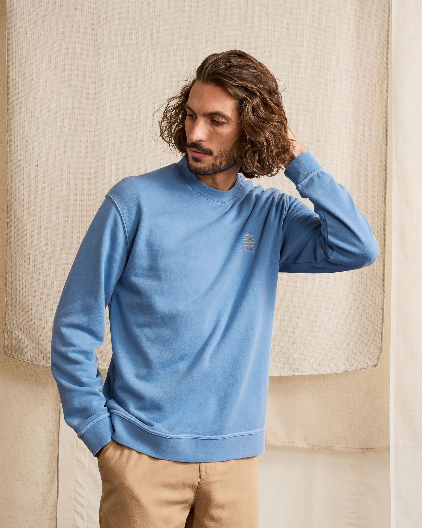 Sweat col rond oversize bleu ciel - FANGO