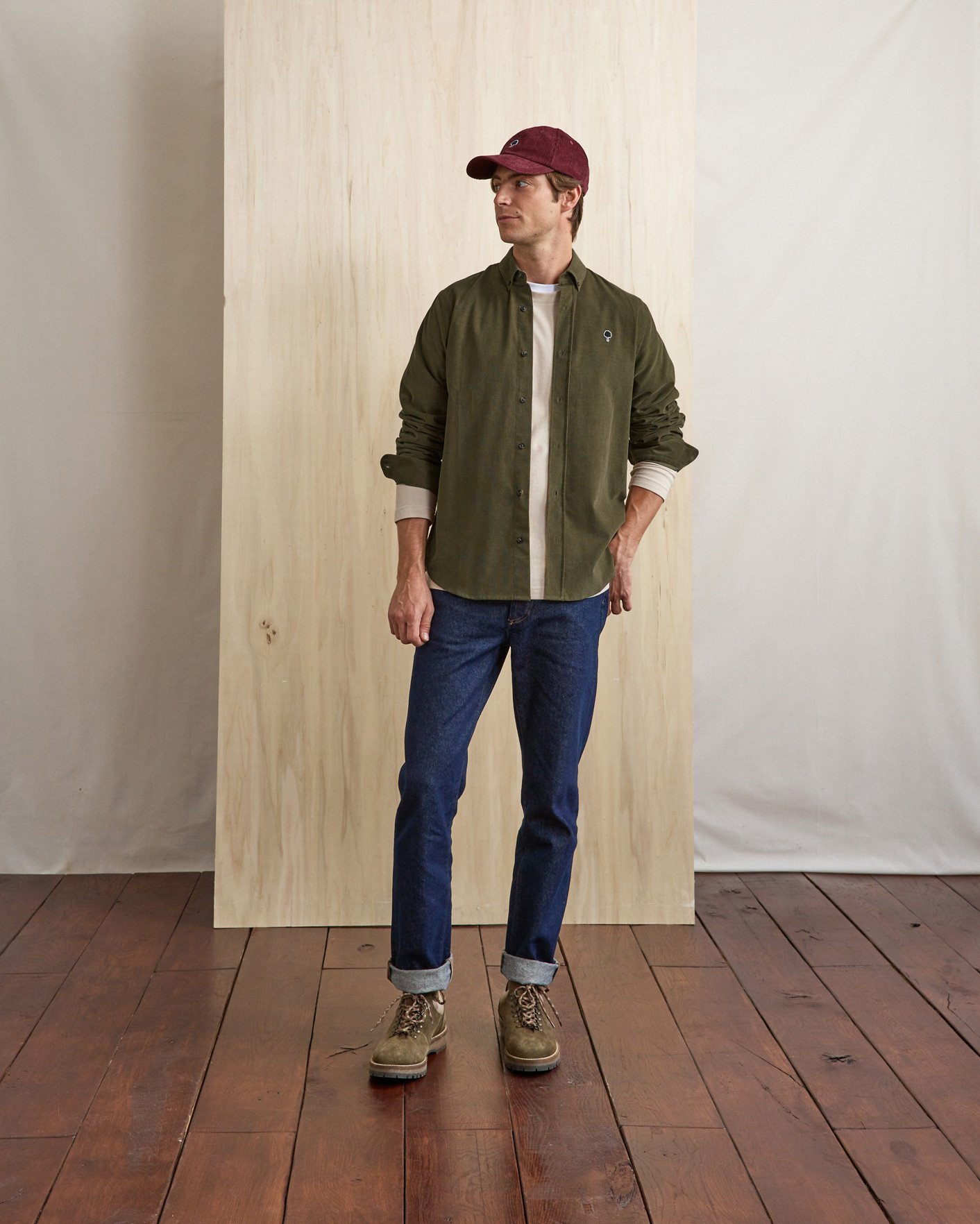 Chemise vert olive foncé coton - IVOY