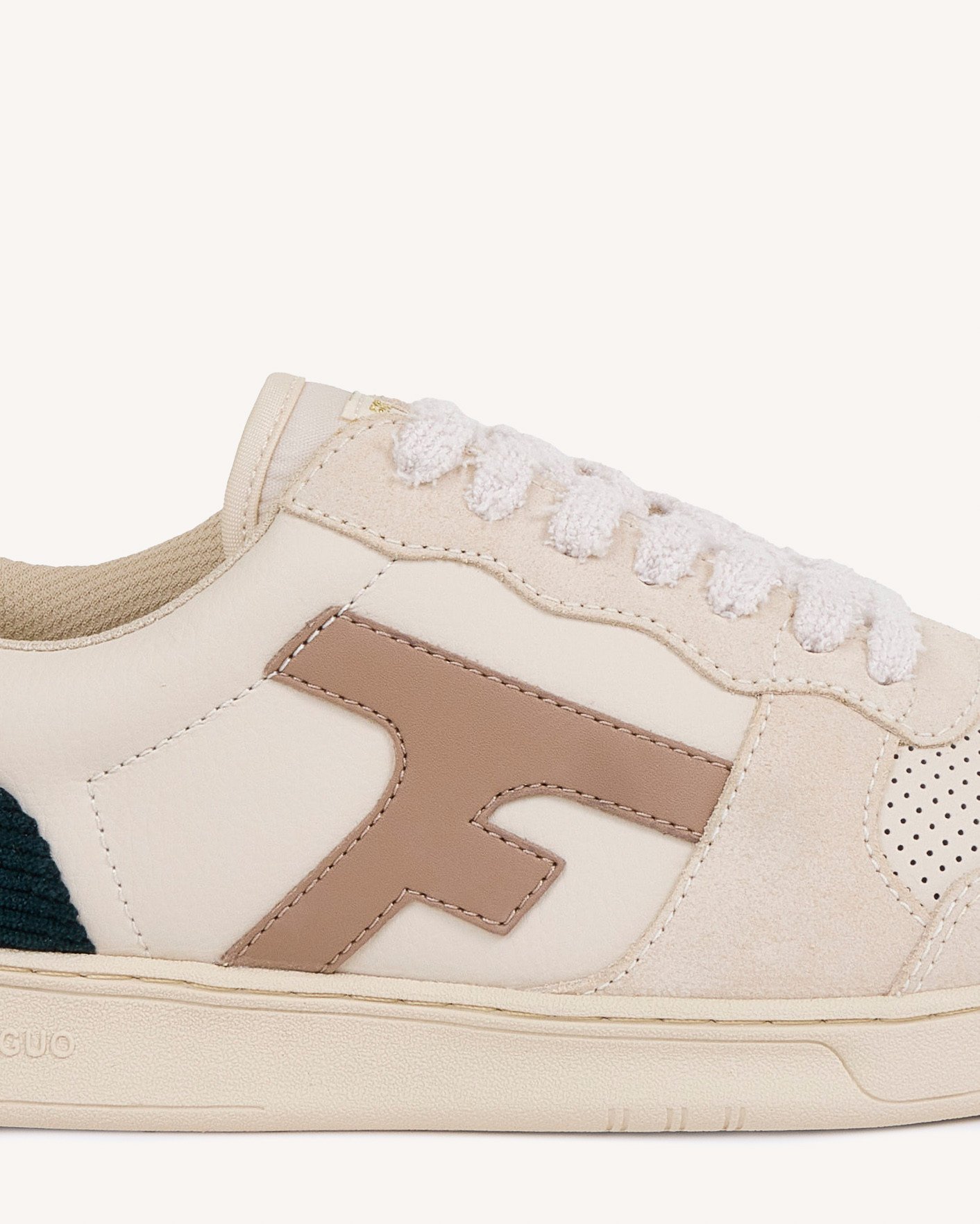 Baskets écrues & vert émeraude cuir & suède - HAZEL