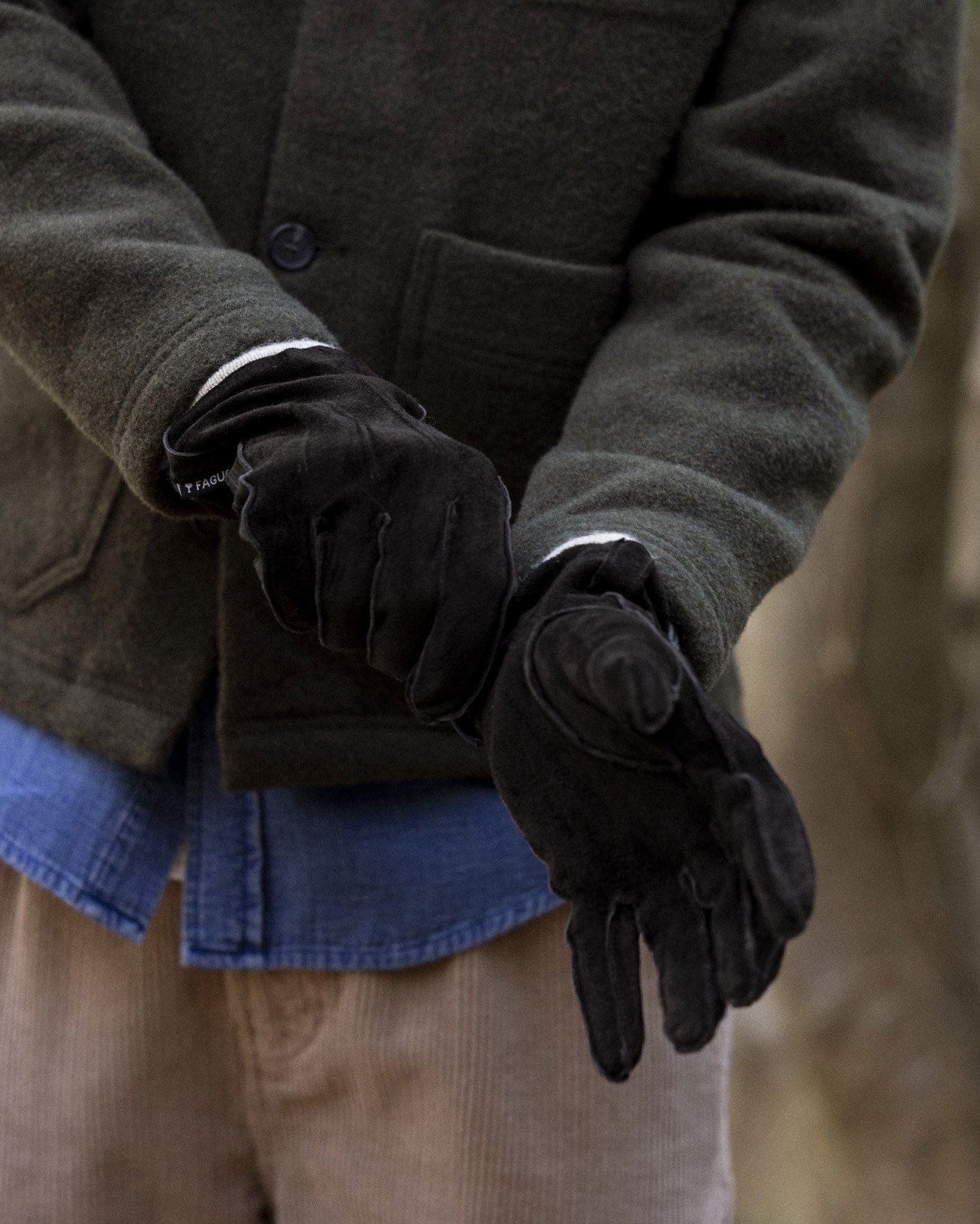 Gants en cuir doublé laine marron foncé - GLOVES