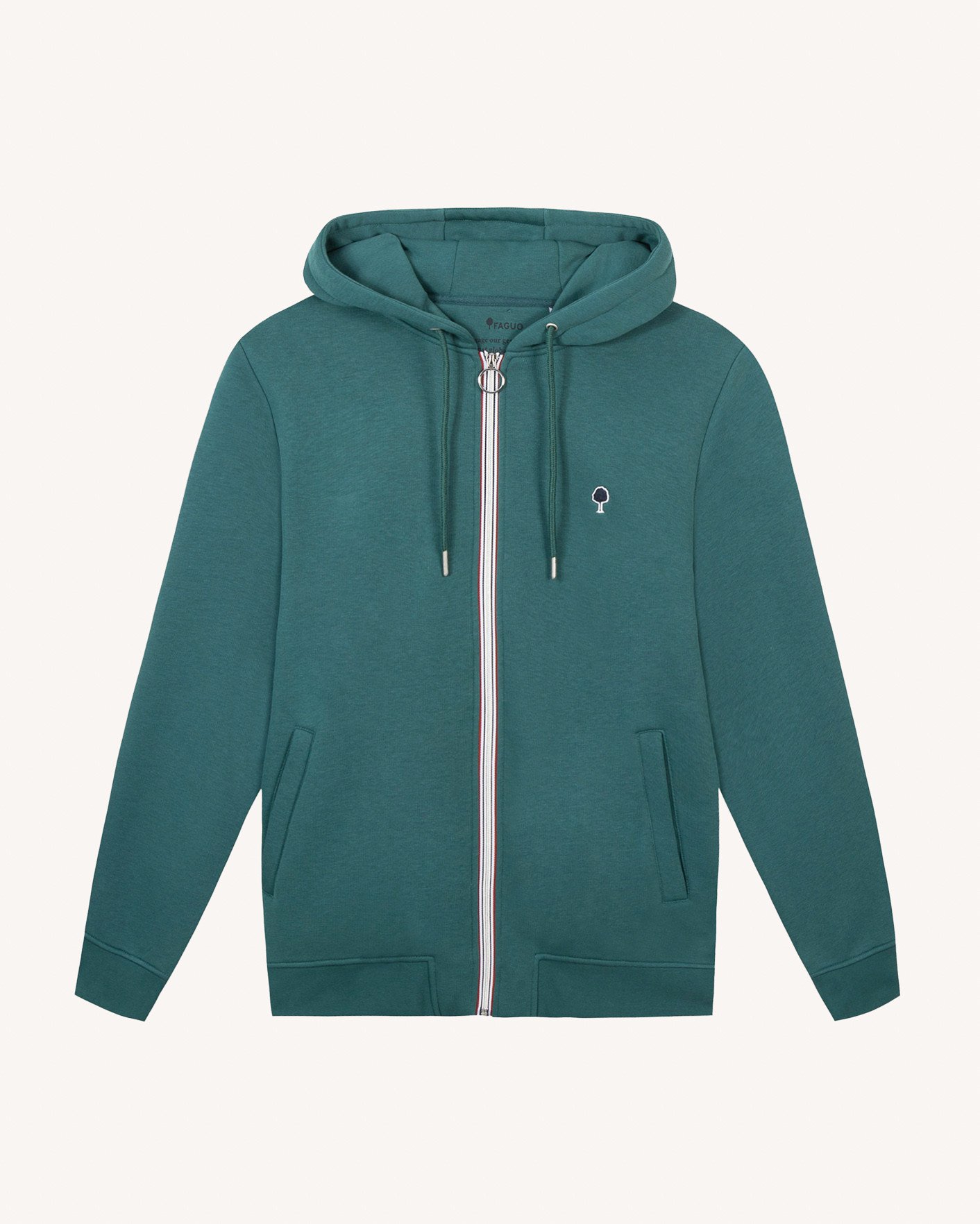Sweat zippé vert sapin coton - MESNIL