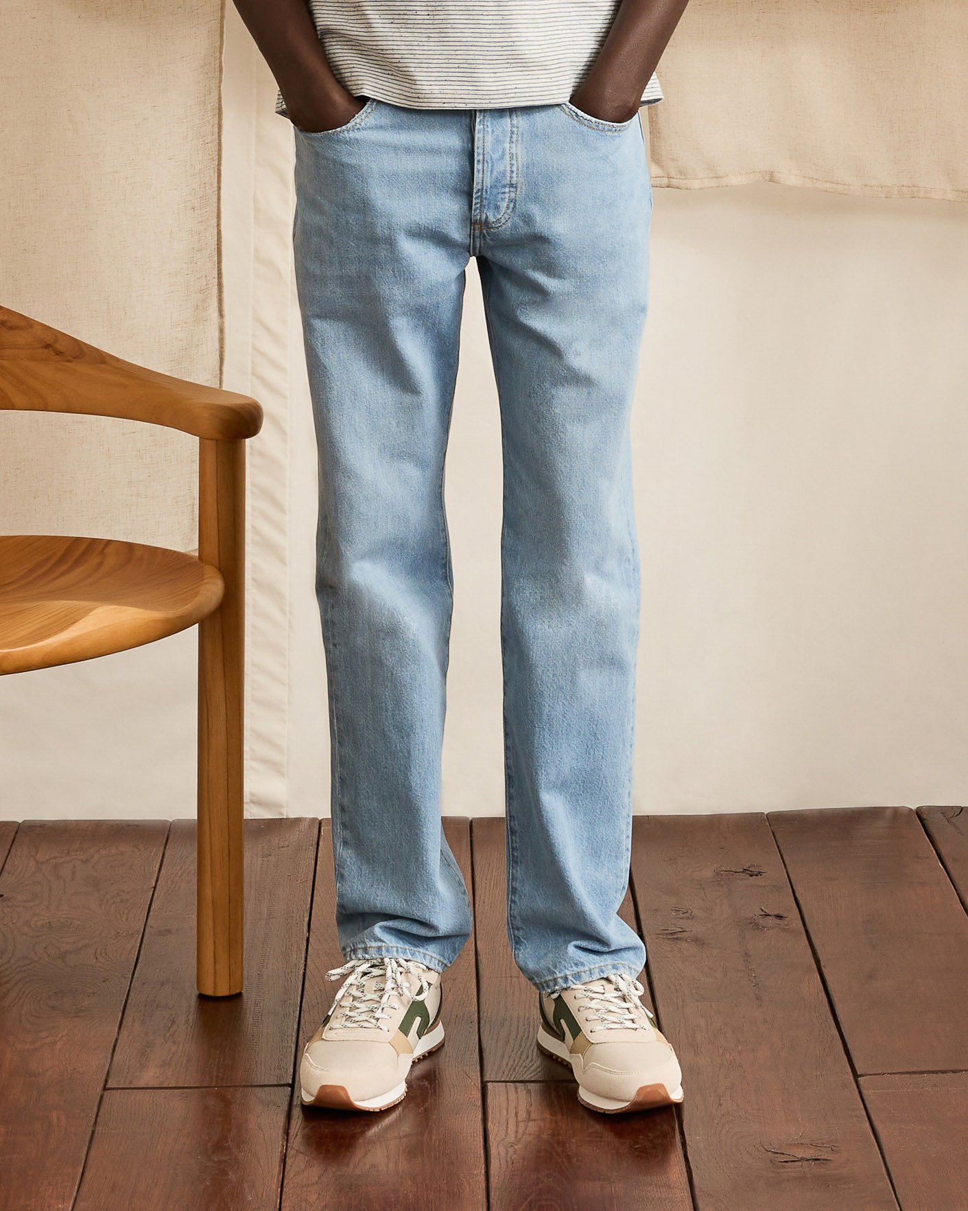 Baskets écrues & kaki cuir - ELM