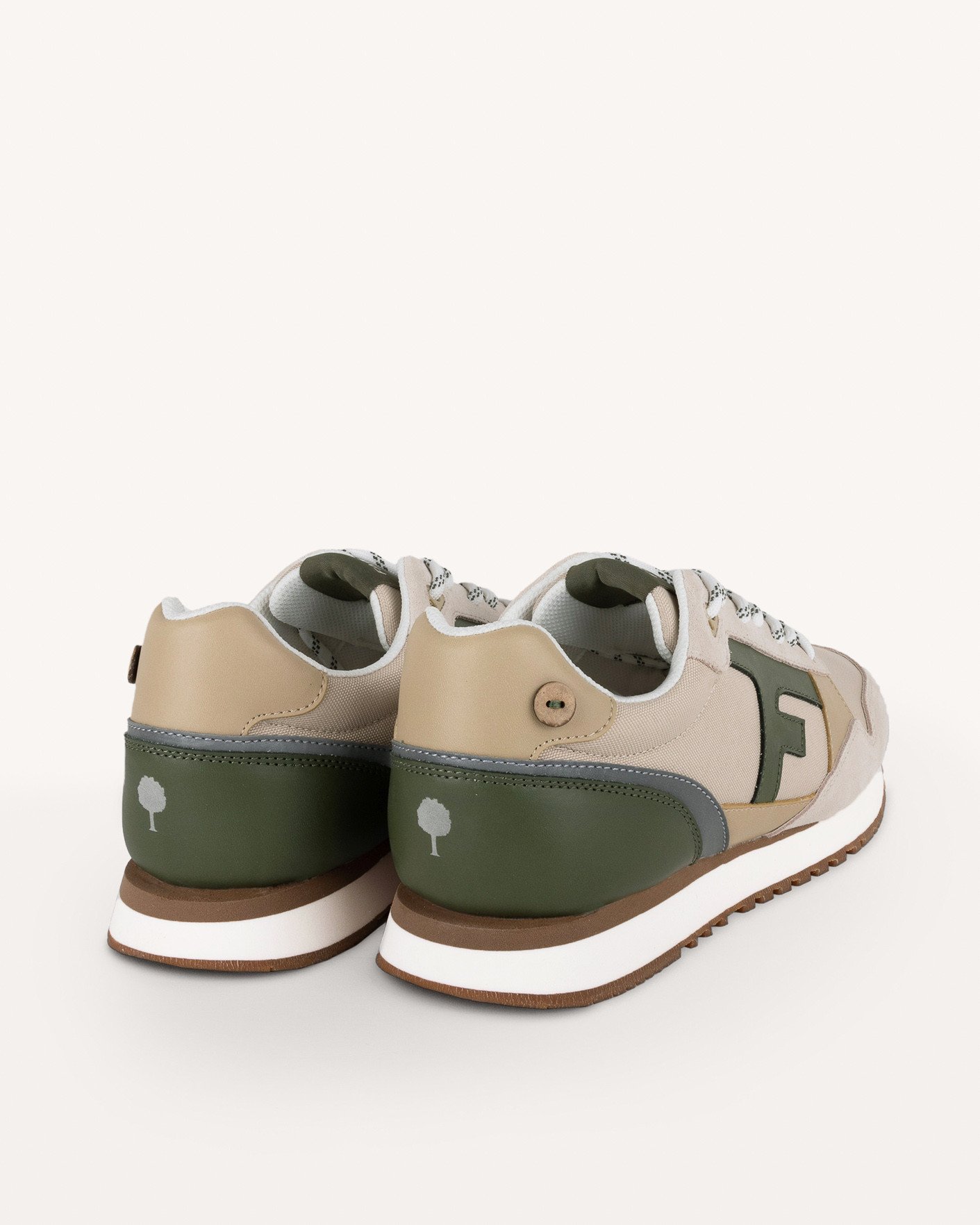 Baskets écrues & kaki cuir - ELM