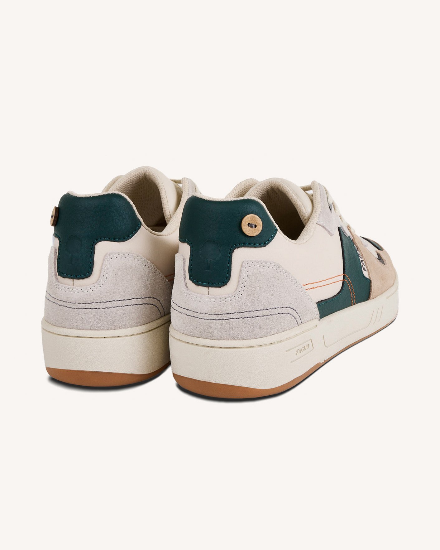 Baskets crème & vert clair cuir & suède - CEIBA