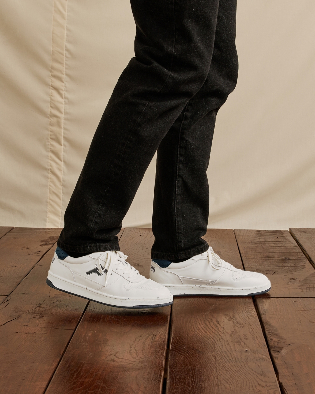 Baskets écrues & bleu cuir - ALDER