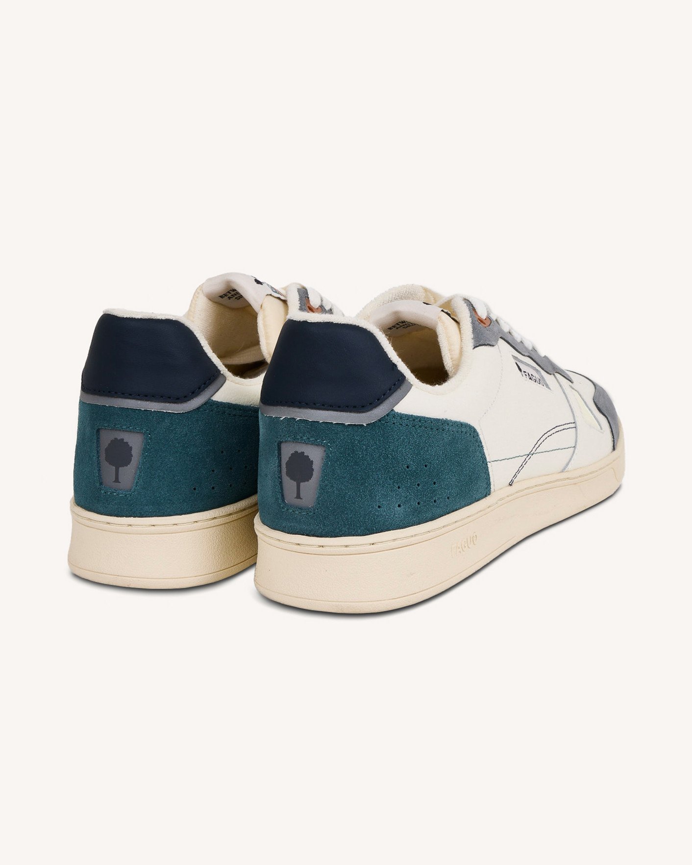 Baskets crème & vert clair cuir & suède - COMMUTE 1