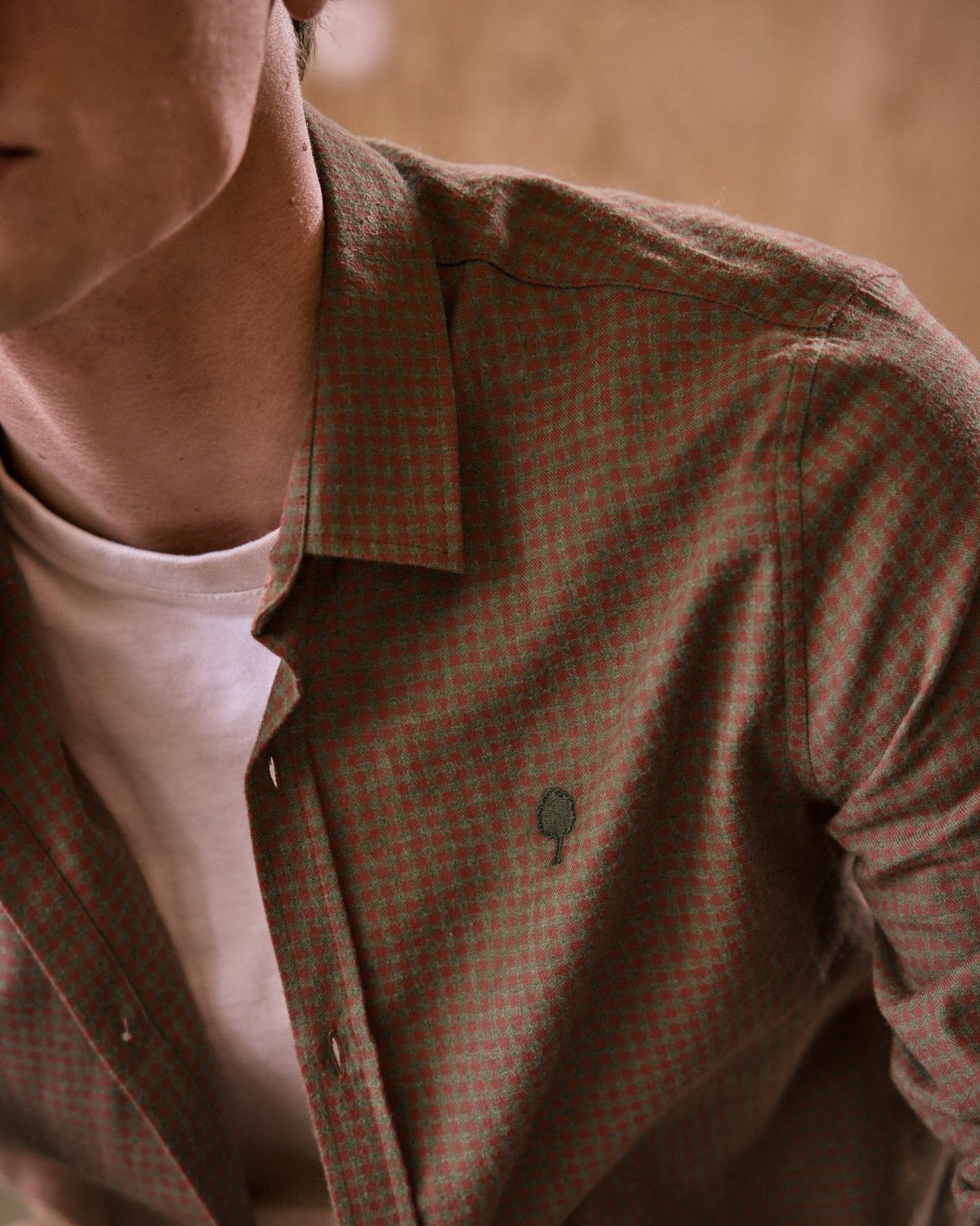 Chemise kaki & rose coton - IRATY