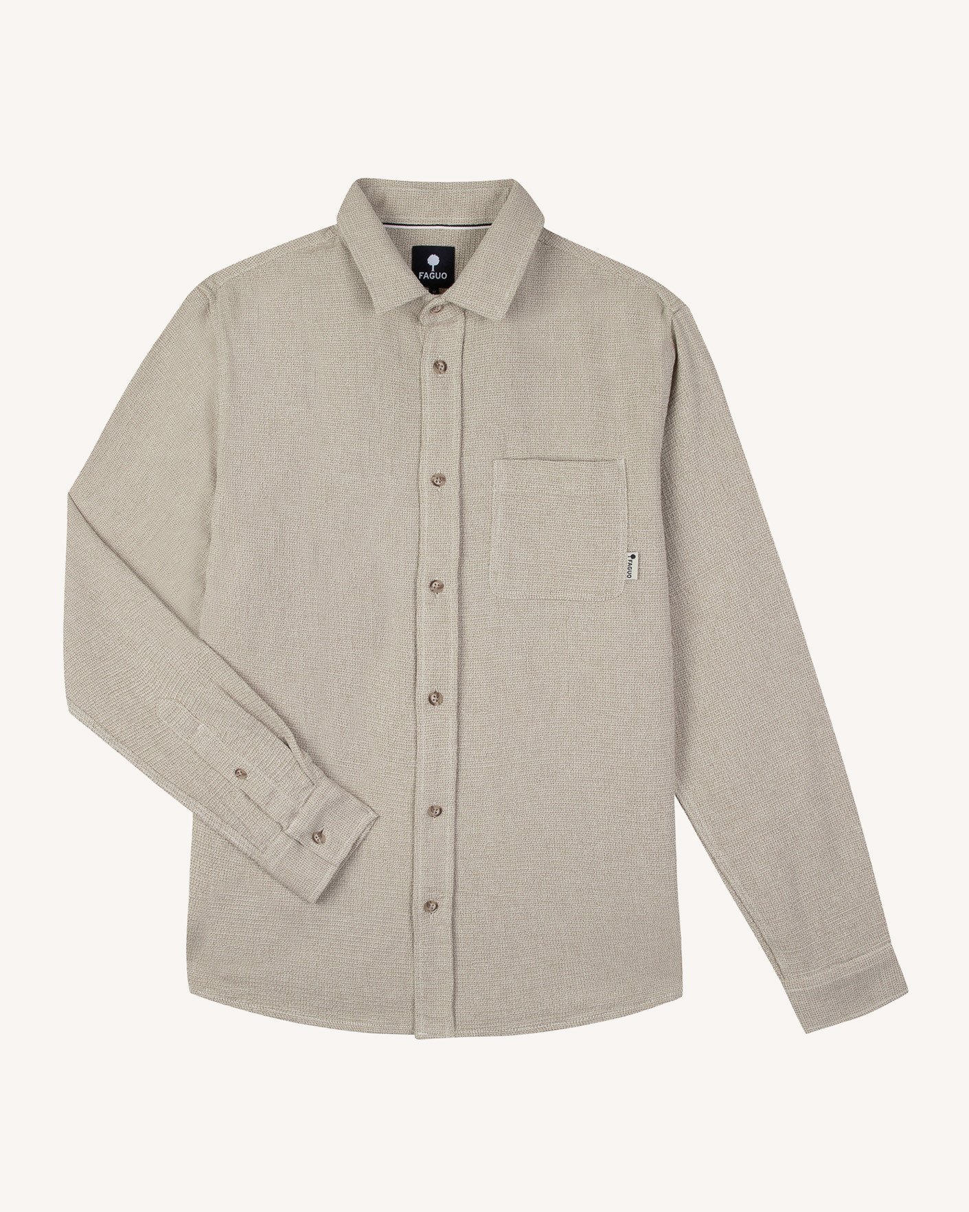 Chemise beige clair chiné coton - SIGNY