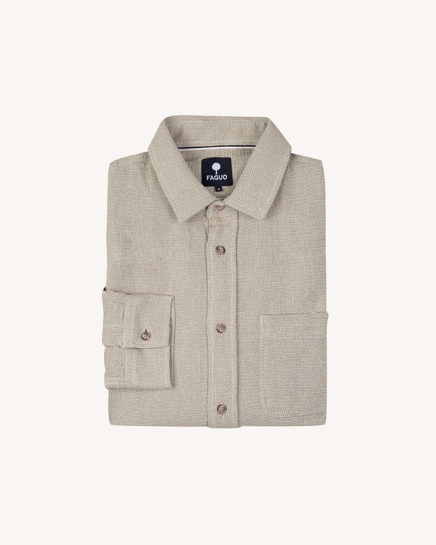 Chemise beige clair chiné coton - SIGNY