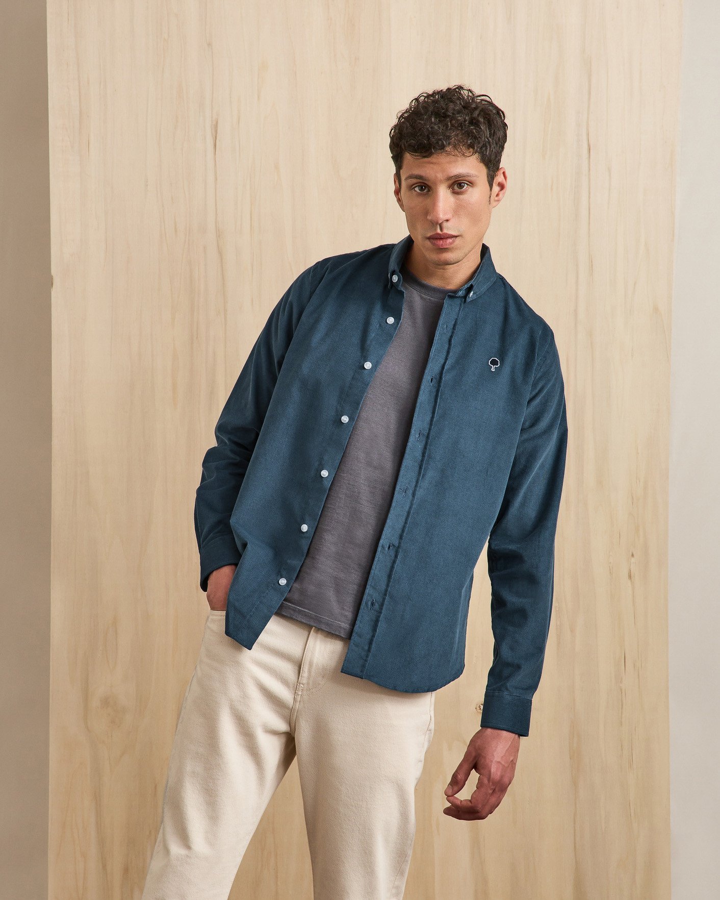 Chemise velours bleue - IVOY