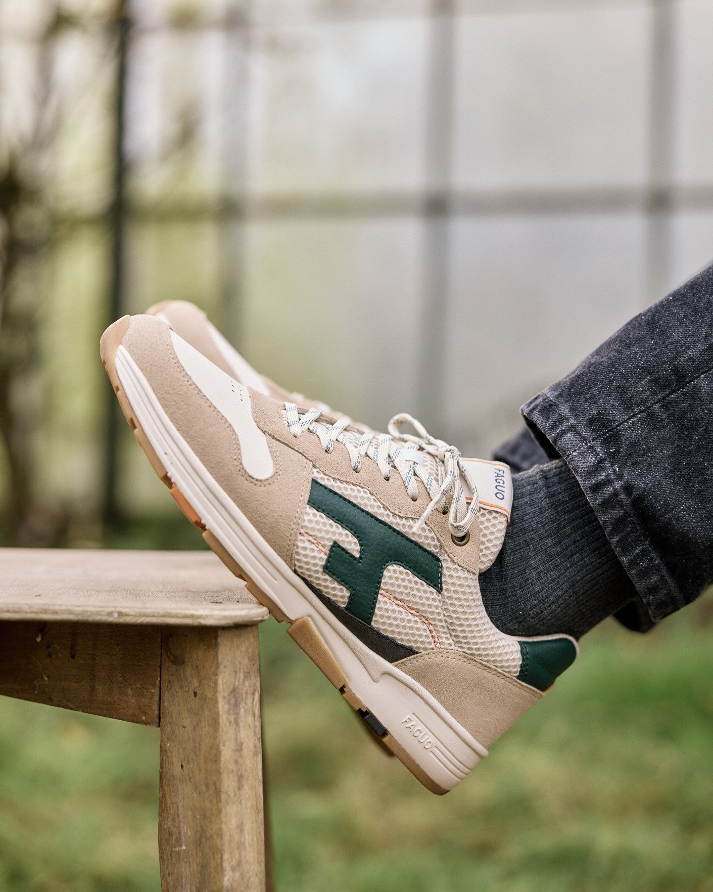 Baskets crème & vert clair - OLIVE